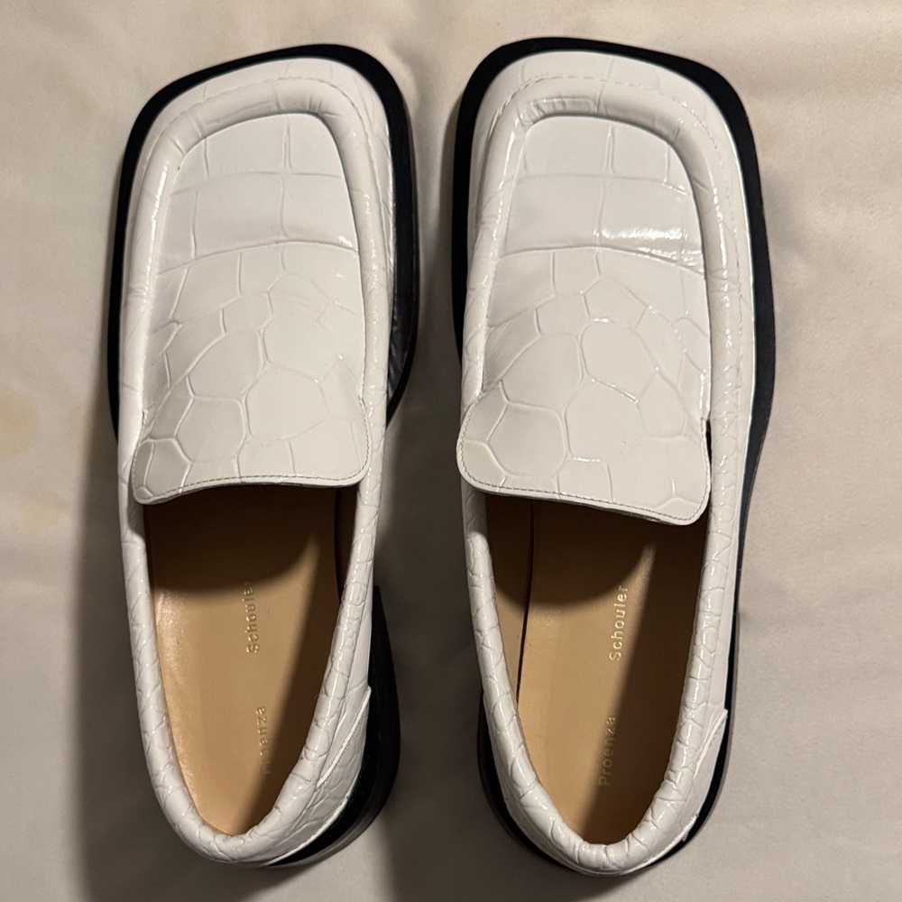 Proenza Schouler White Croc-Embossed Loafers